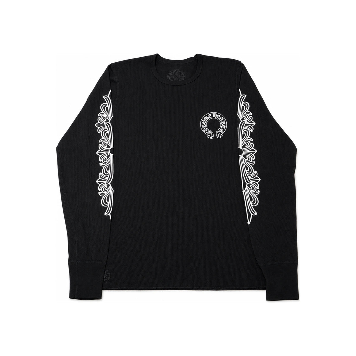 Chrome Hearts Horseshoe Logo Waffle Thermal Floral Long Sleeve T-Shirt Black