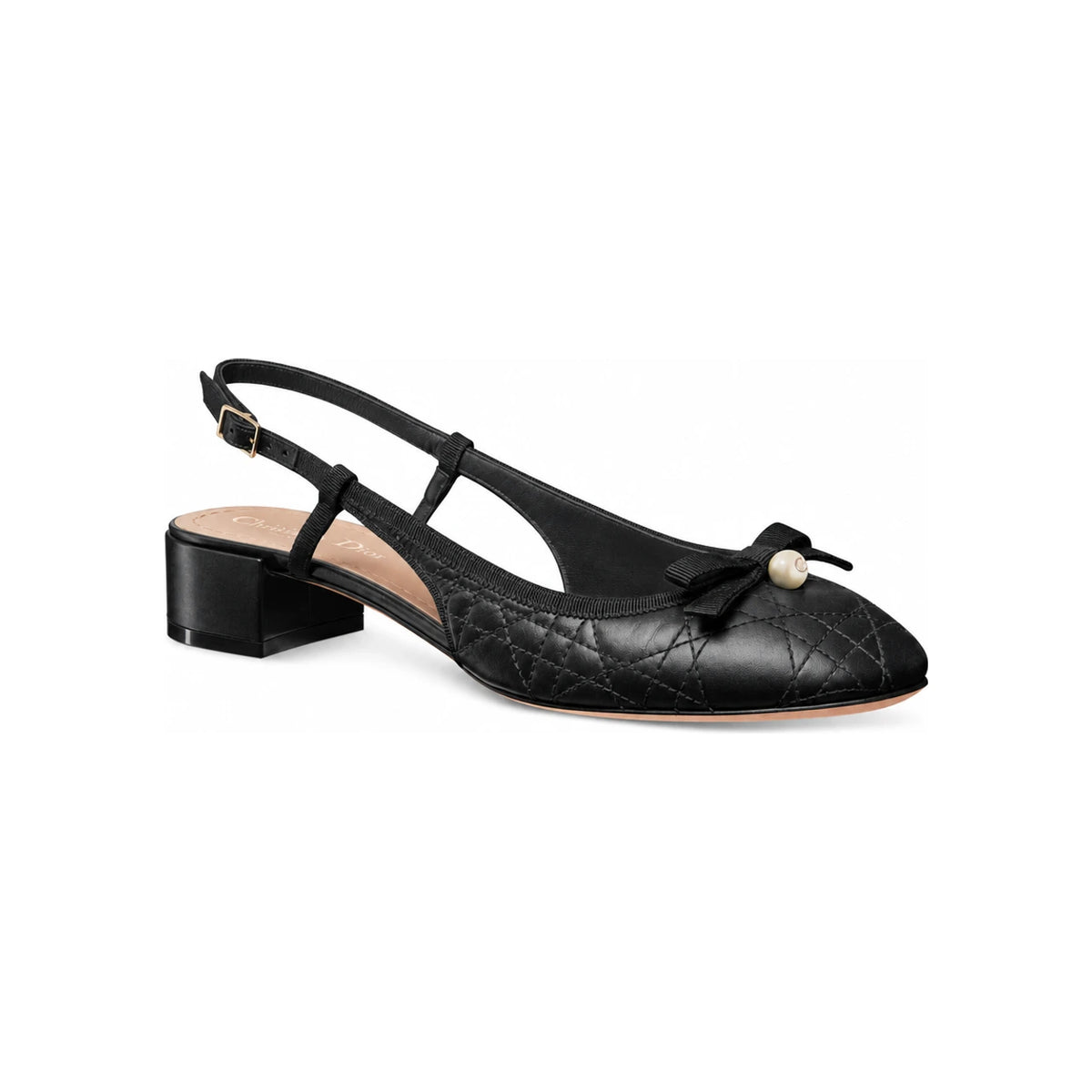 DIOR Black Quilted Cannage Calfskin Slingback Ballet Pumps KDB968CQC S900