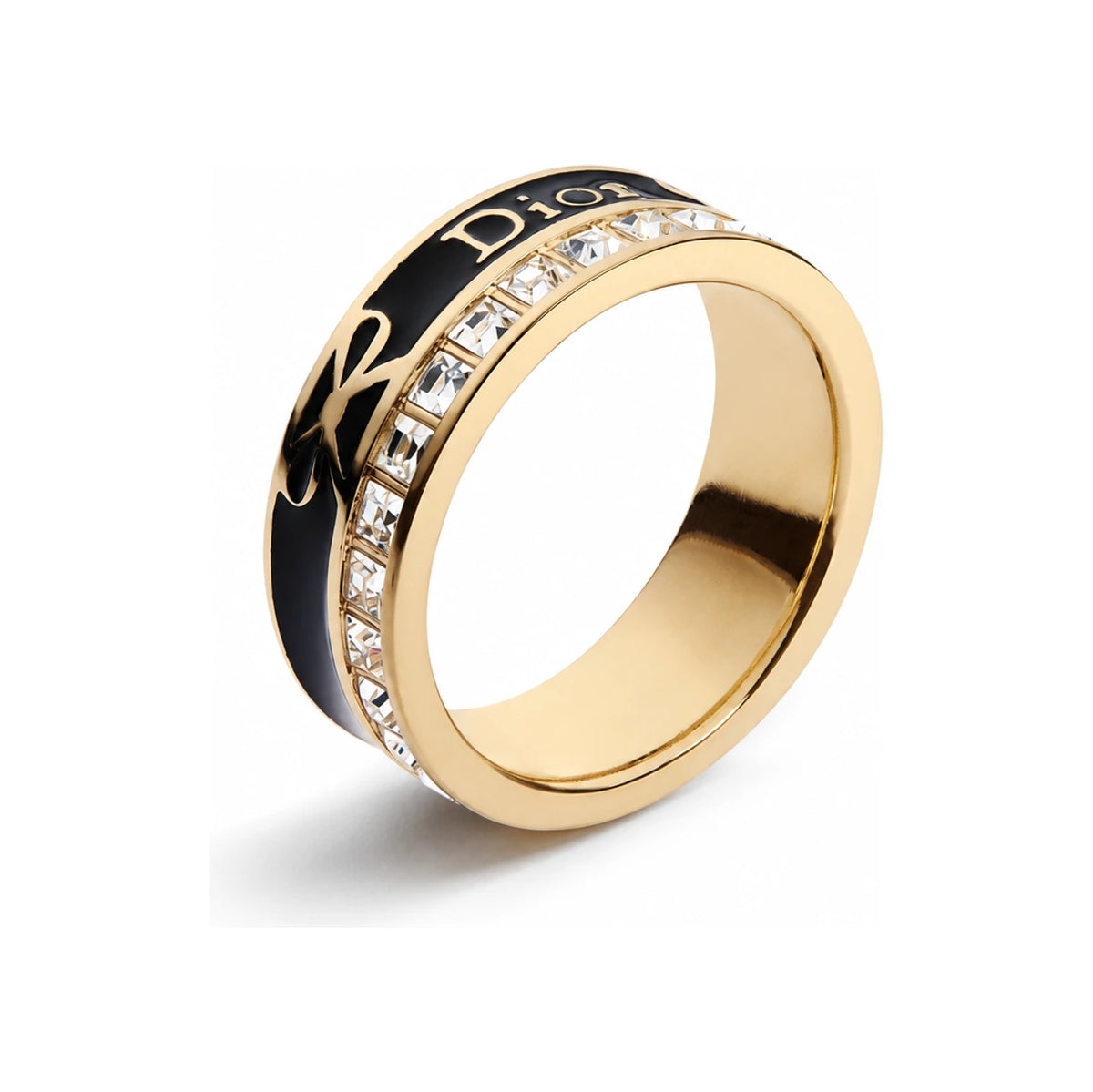 DIOR Night Code Ring Gold-Finish Metal Crystal Black Lacquer R3108WOMLQ D307