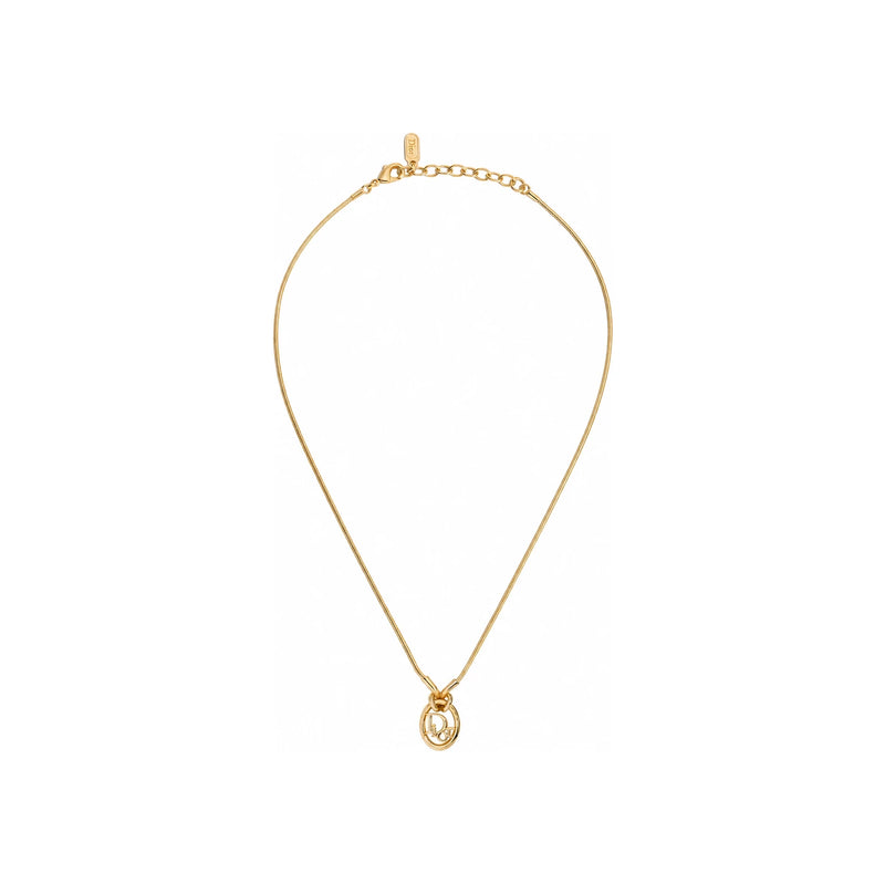 DIOR Oblique Pendant Necklace Gold-Tone Metal N3832WOMMT D300