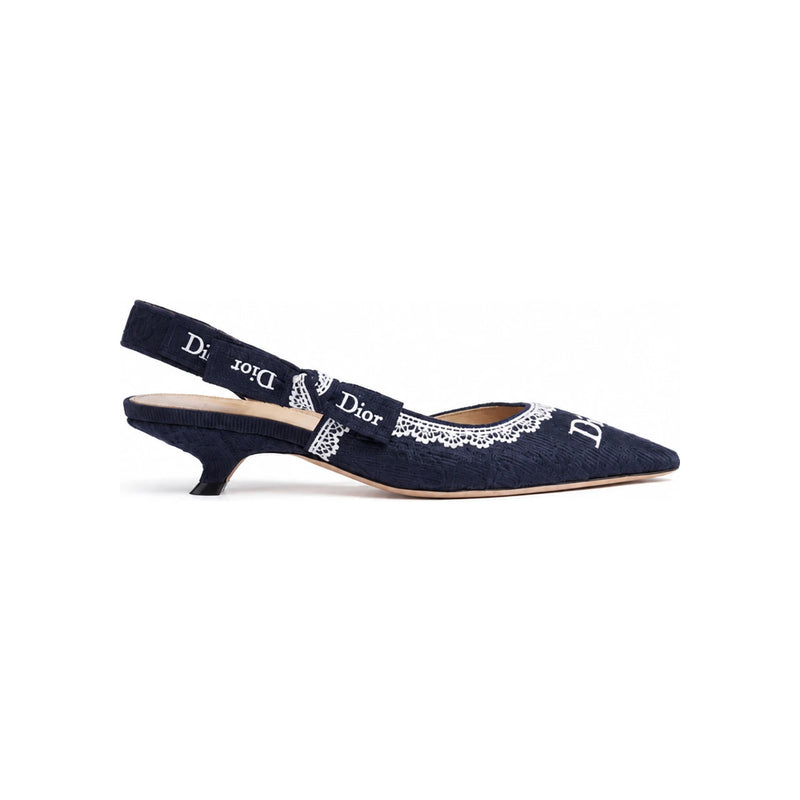 DIOR J’Adior Blue Dior Oblique Embroidered Cotton White Lace Slin KDV508OCC S32N
