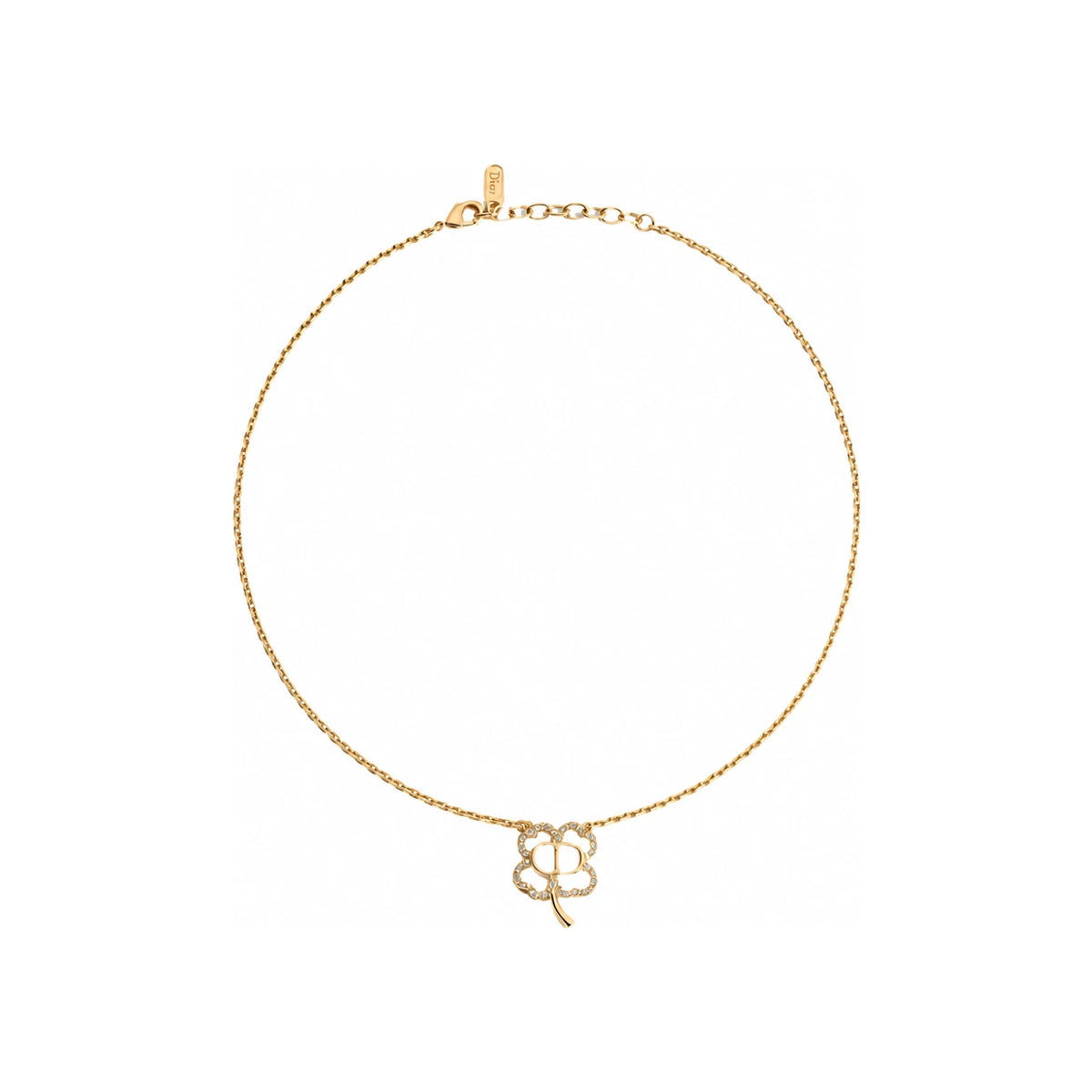 DIOR Shiny Clover Necklace Gold-Finish Metal Crystal Jewelry N3840WOMCY D319