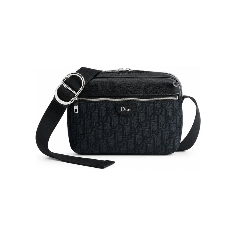 DIOR Rider Zipper Strap Bag Black Dior Oblique Jacquard Grained 1DBPO488YUS H03E