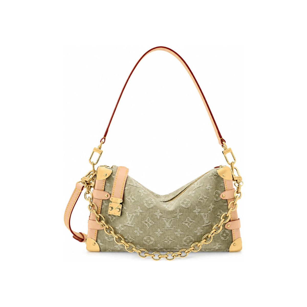 Louis Vuitton Side Trunk MM East West Khaki Denim Shoulder Bag M27451