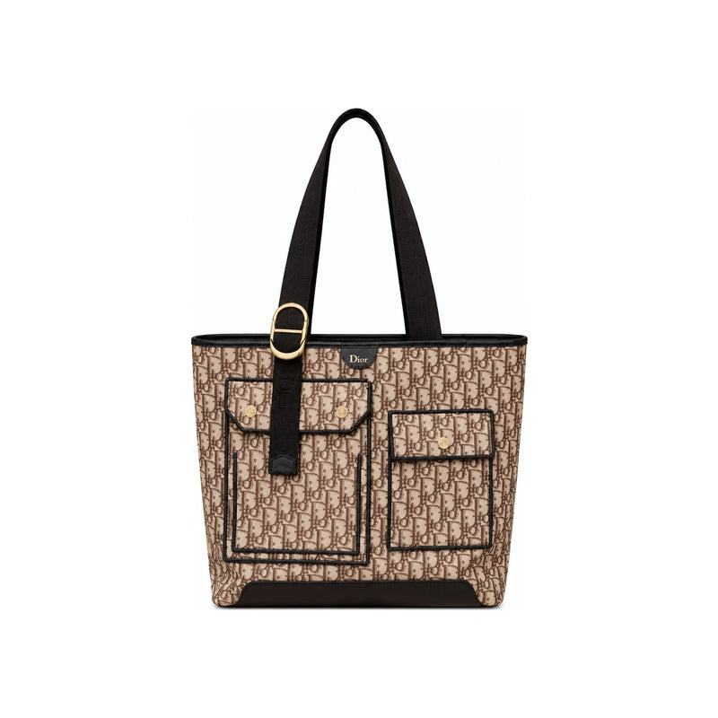 DIOR Brown Dior Oblique Jacquard Medium Tote Crossbody Bag 1DBSH296YUB H24E