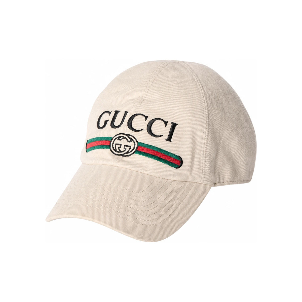 GUCCI Beige Canvas Logo Baseball Cap