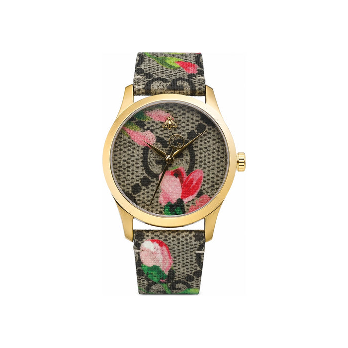 GUCCI GG Supreme Leather Strap Unisex Wristwatch