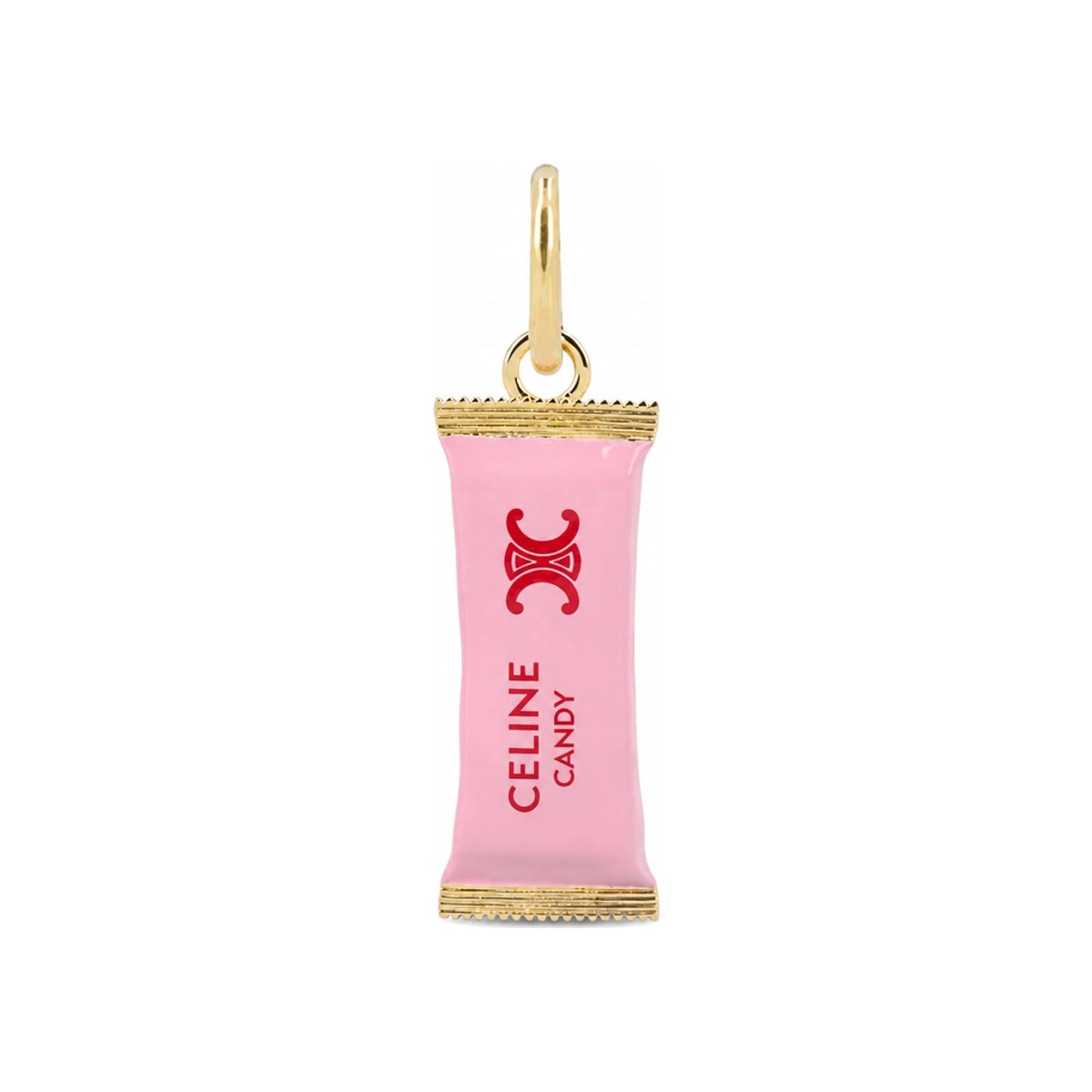 CELINE Candy Bar Enamel Gold-Finish Brass Keyring Pink Magenta B10773F63 GJZ5