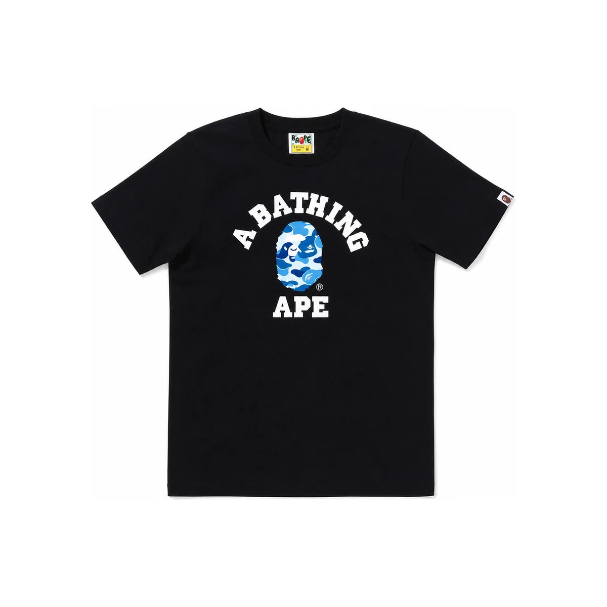 BAPE ABC Camo College Short Sleeve T-Shirt Black/Blue 001 TEM 301004M