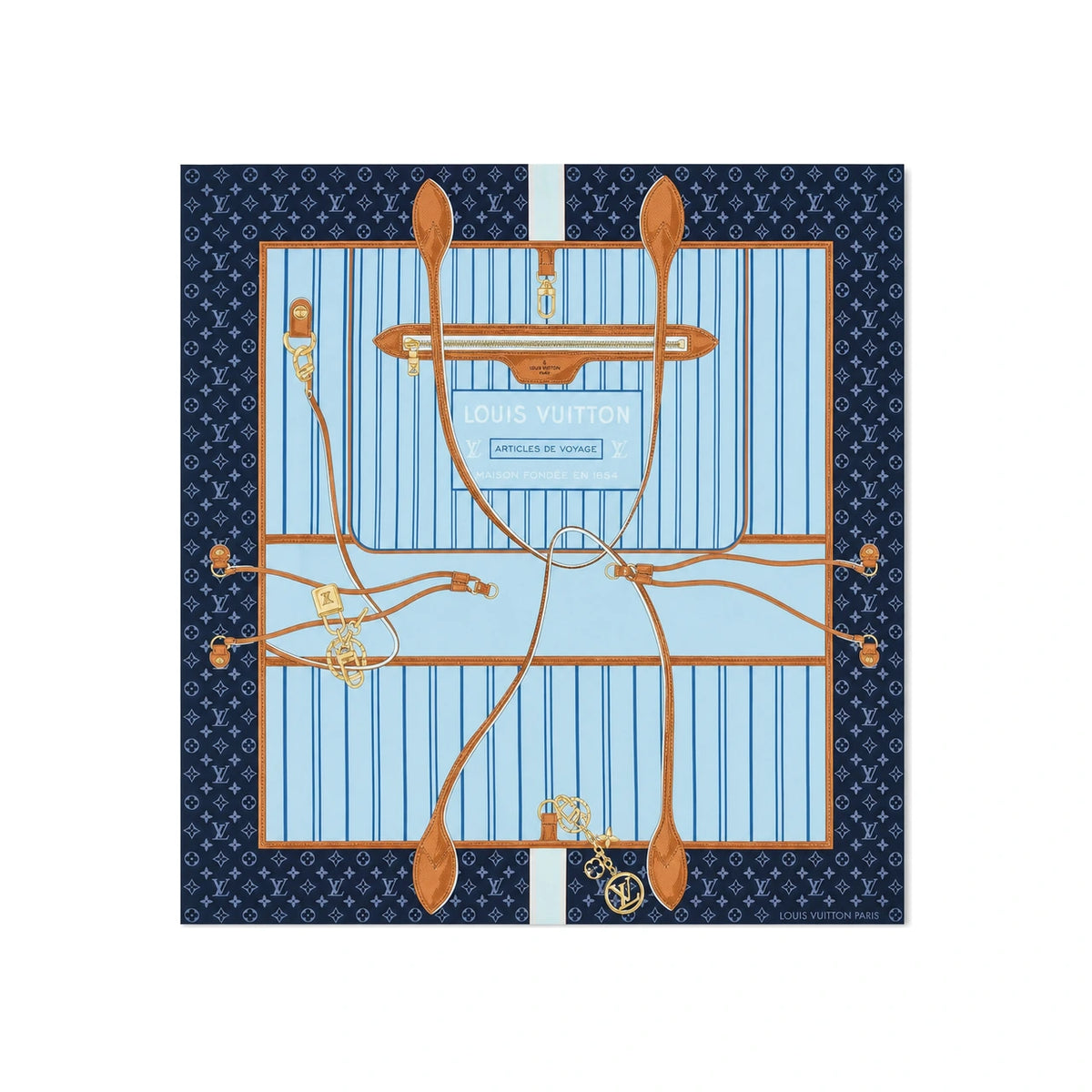 Louis Vuitton My Neverfull Square 90 Denim Blue Scarf