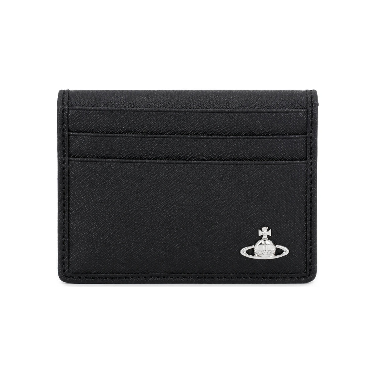 Vivienne Westwood Metal Logo Leather Card Holder Black Men’s Wallet