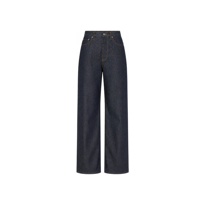 Toteme Raw Denim Twisted Seam Full-Length Jacket Dark Indigo 231 240 738