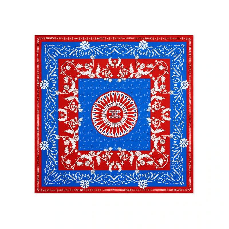 CELINE Square Silk Twill Scarf Red Blue White 2AW903J74 GFQ3