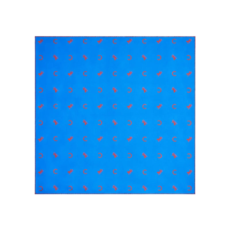 CELINE Square Silk Twill Scarf Blue Red 2AW902R92 29BR