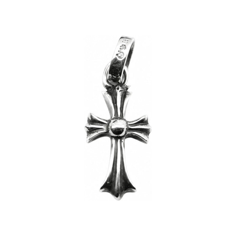 Chrome Hearts CH Cross Full Pave Baby Fat Pendant Silver Ball Chain 30