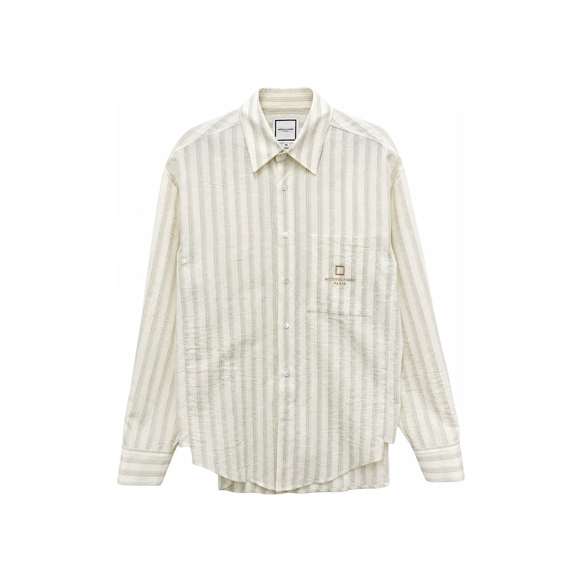 WOOYOUNGMI Logo Cotton Stripe Long Sleeve Shirt W261SH06 826M