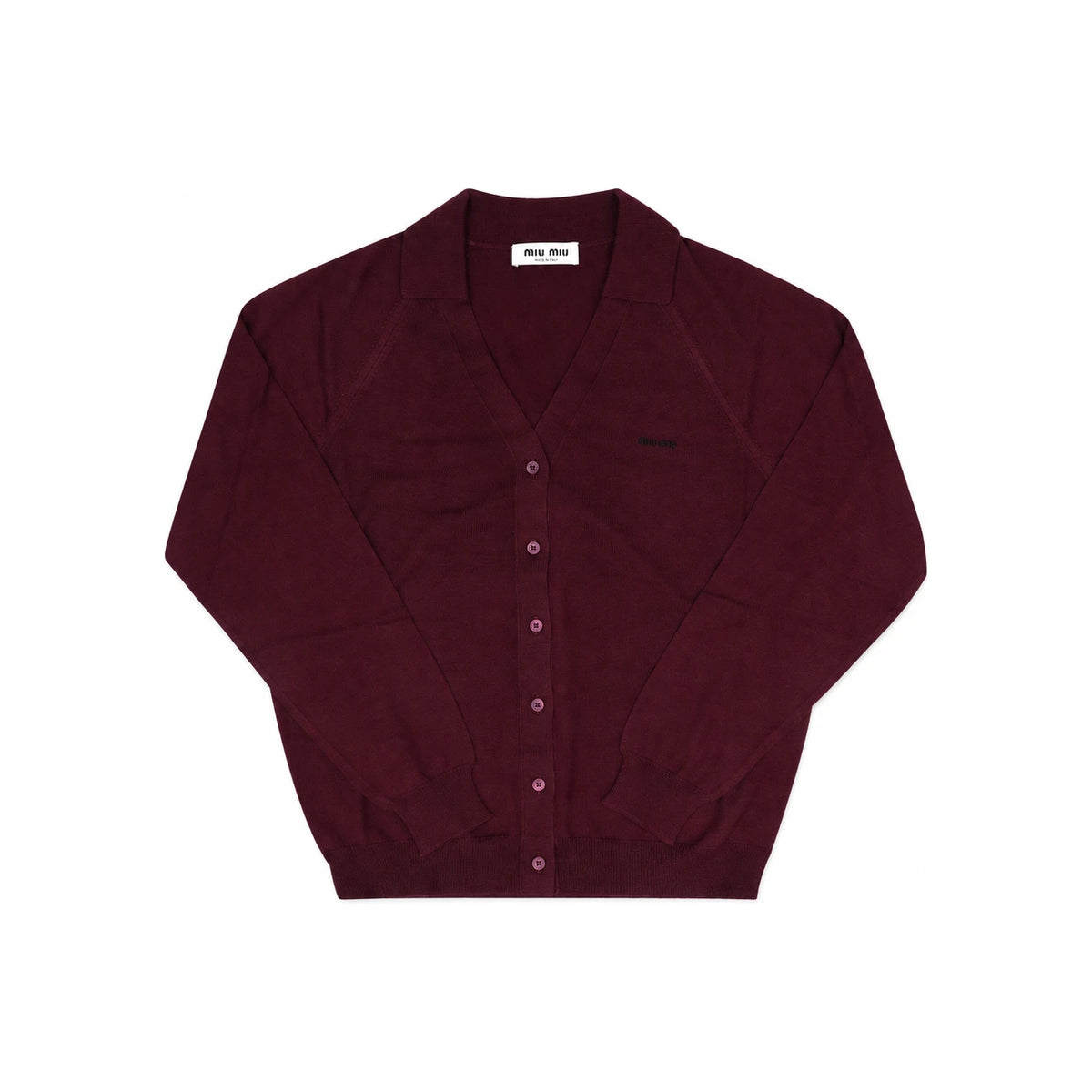 Miu Miu Intarsia Logo Wool Cardigan Women Black