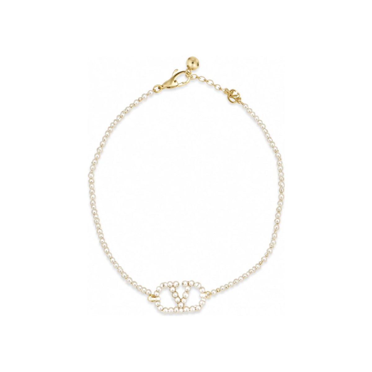 VALENTINO Garavani V-Logo Leather Bracelet for Women