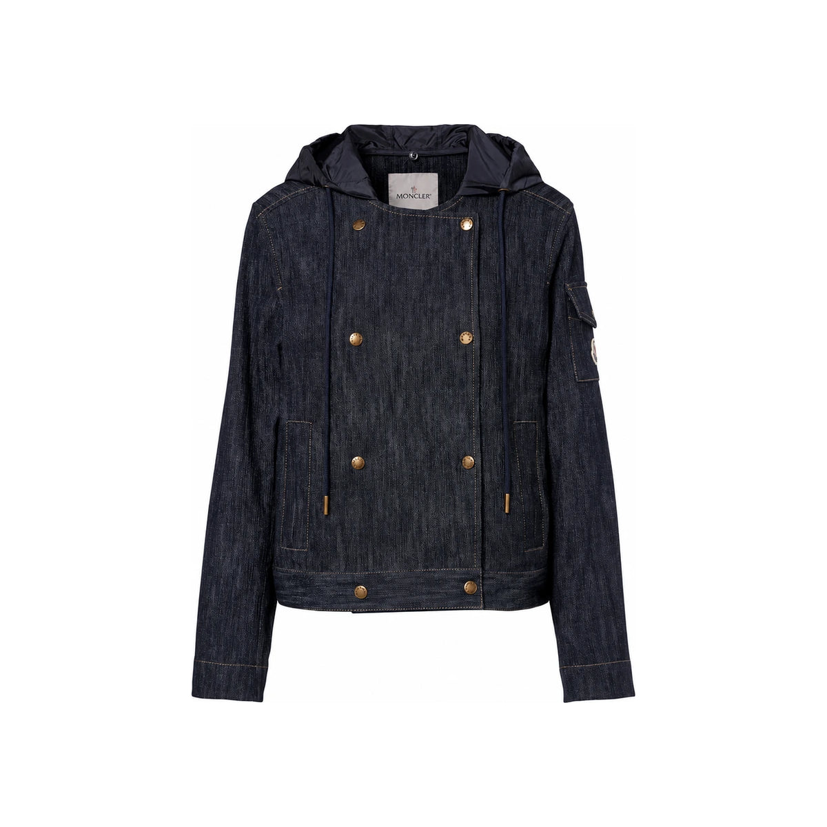 Moncler Women's Hooded Double-Breasted Denim Jacket 1A00138 599EP 77A