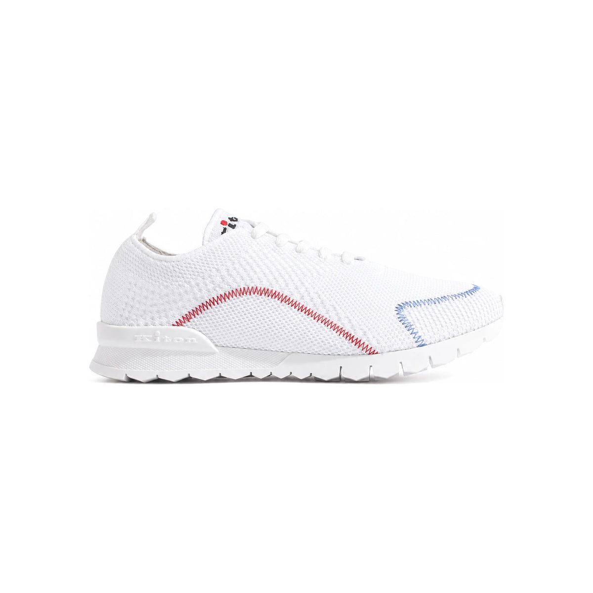 Kiton White Red Mesh Running Low-Top Sneakers for Men