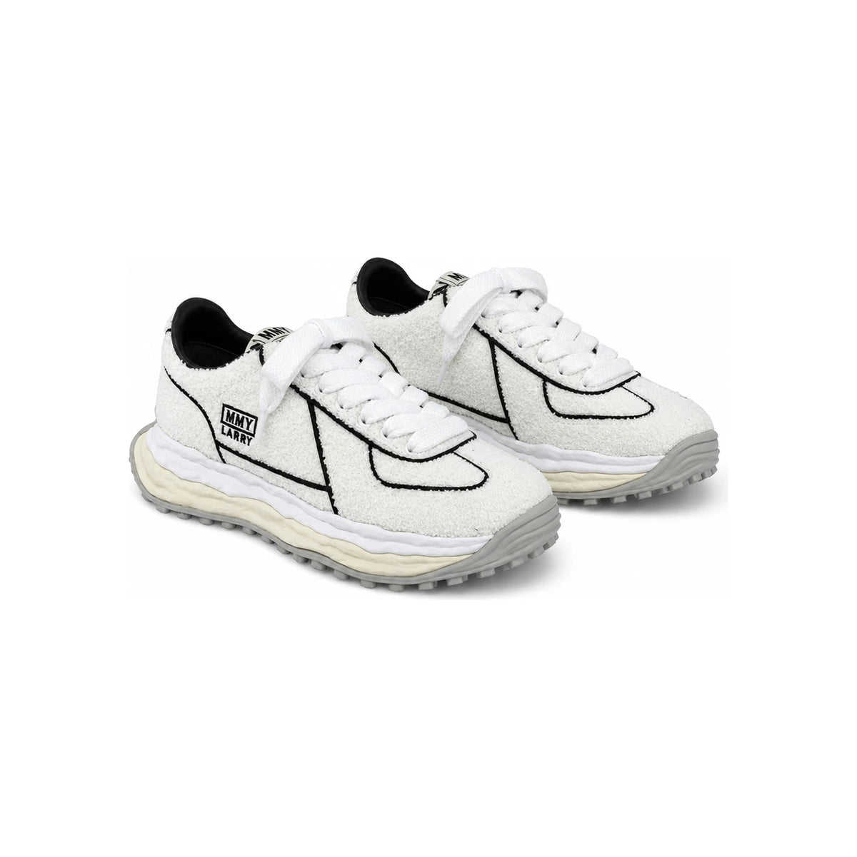 Maison Mihara Yasuhiro Chenille Embroidered Canvas Low Sneakers W A16FW712 WHITE