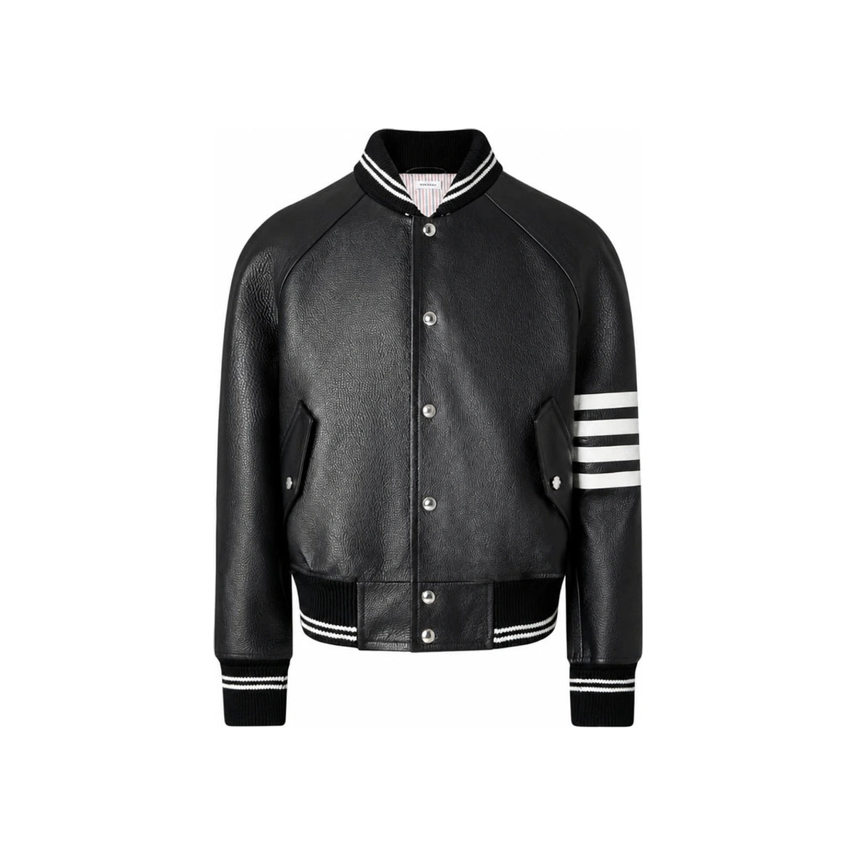 THOM BROWNE Black Leather Jacket