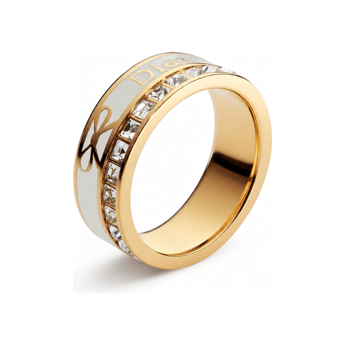 DIOR Night Code Gold-Finish Metal Crystal Latte Lacquer Ring R3108WOMLQ D14W
