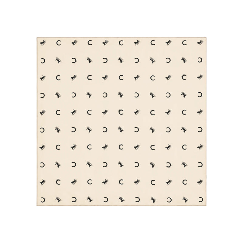 CELINE Square Silk Twill Scarf Vanilla Black 2AW902R92 01VK