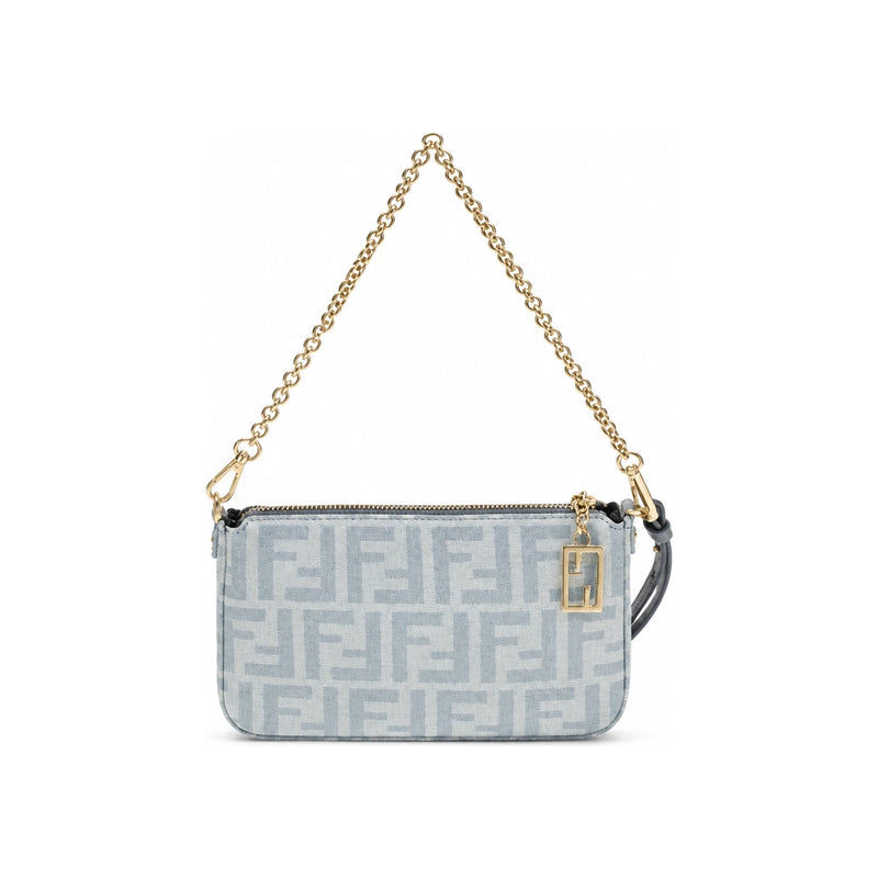 FENDI Denim Baguette Pouch Crossbody Bag for Women