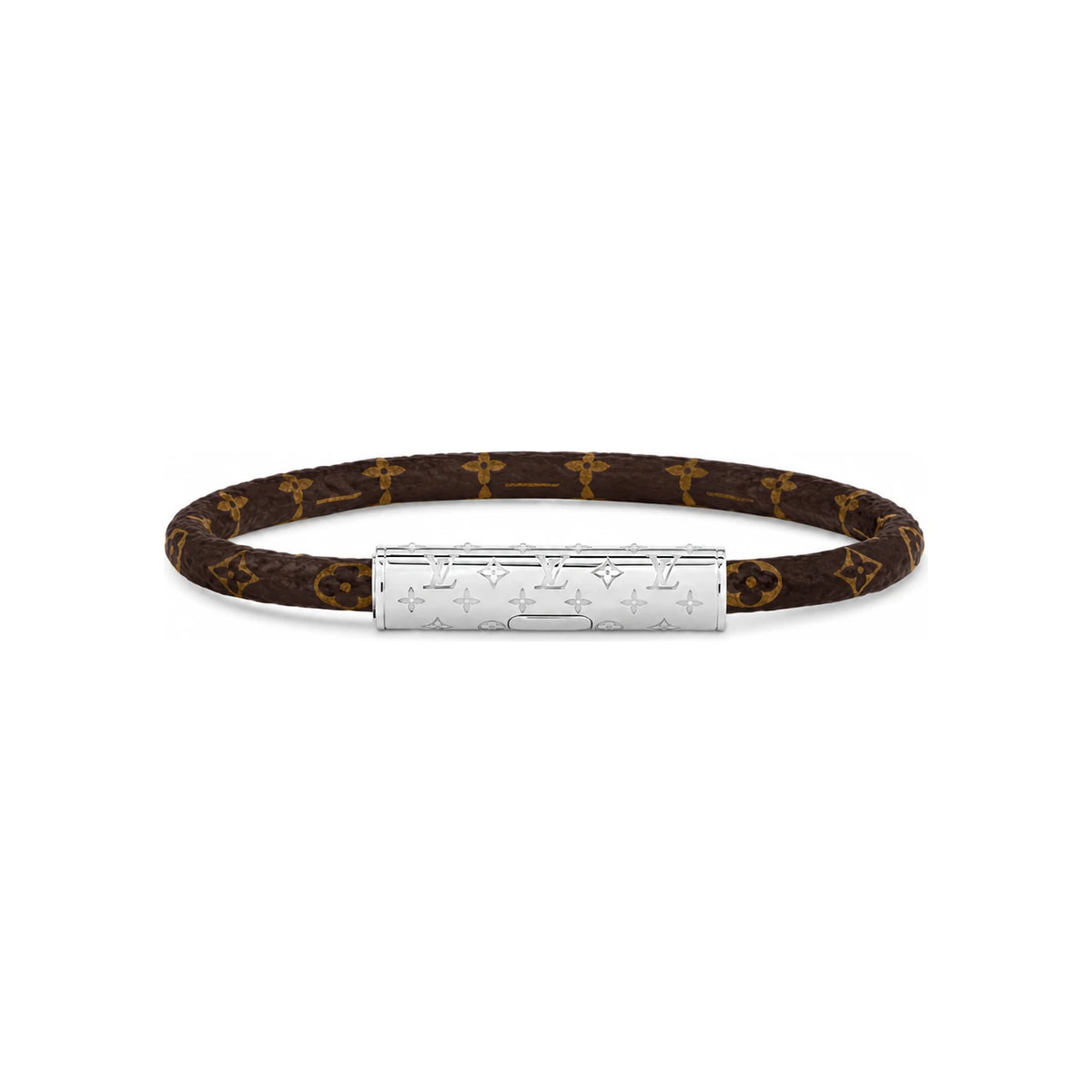 Louis Vuitton LV Confidential Bracelet Leather Silver-Tone Mens
