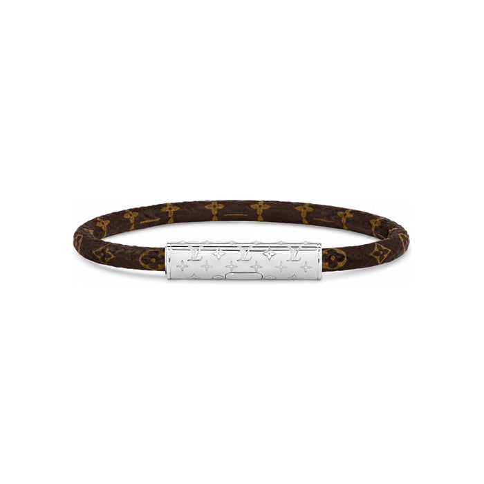 Louis Vuitton LV Confidential Bracelet Leather Silver-Tone Mens