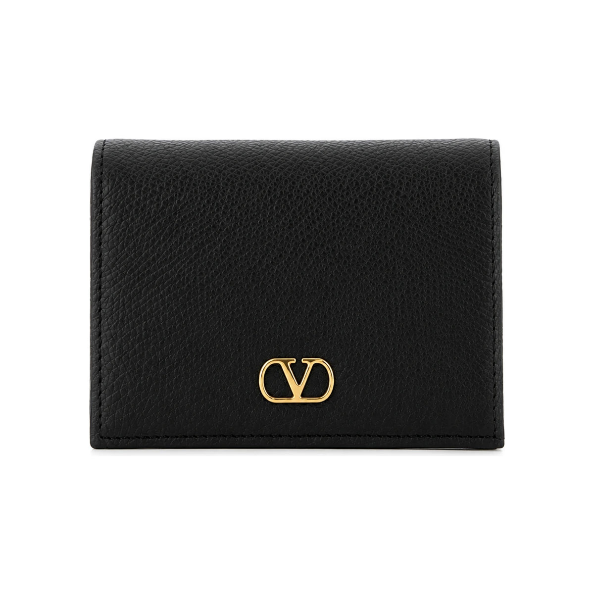 VALENTINO Garavani V Logo Leather Card Holder Black Women