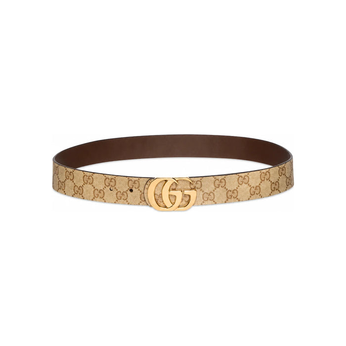 GUCCI Reversible Cut-Out GG Marmont Belt, Brown Beige Leather