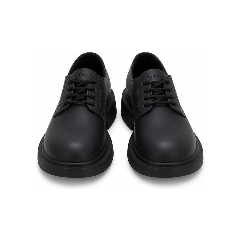 BALENCIAGA Black Leather Derby Loafers Women 770703 W0FOI 1000