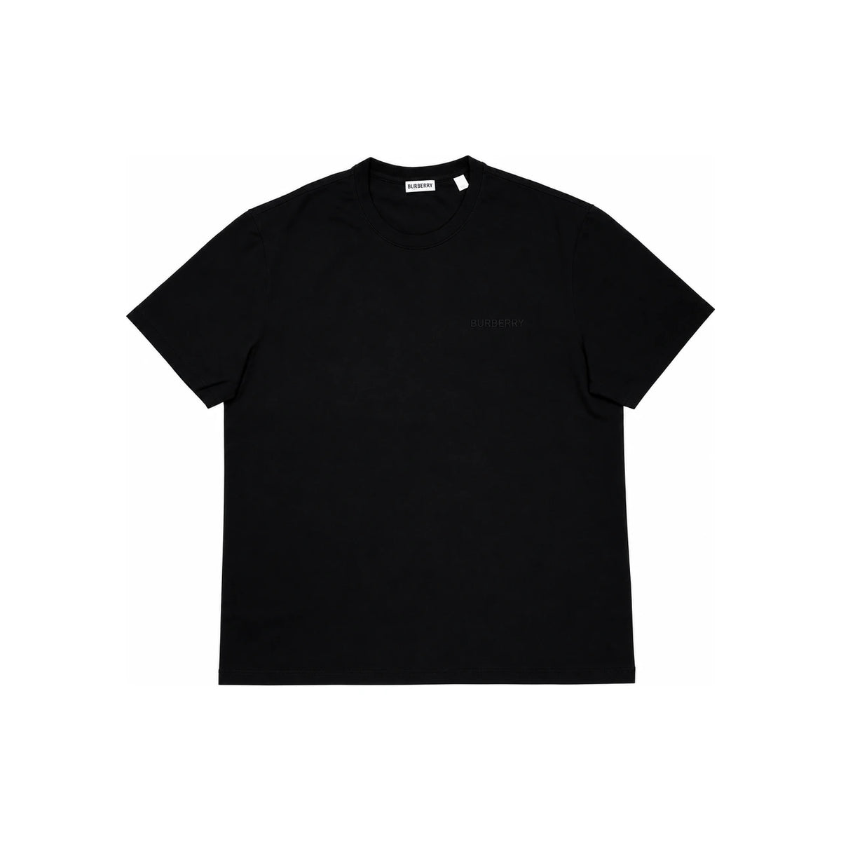BURBERRY Black Short Sleeve T-Shirt with Embroidered Logo