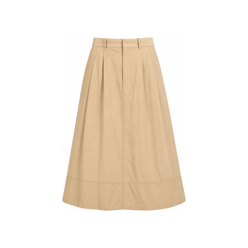 DANTON Double Nylon Pleated Long Skirt Women Navy F0049