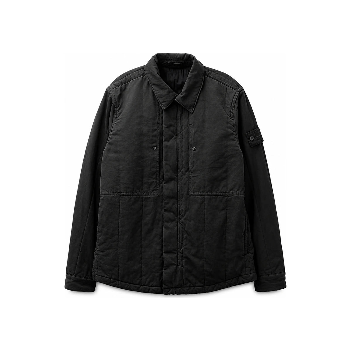 STONE ISLAND Cotton Linen Quilted Coach Jacket for Men Black