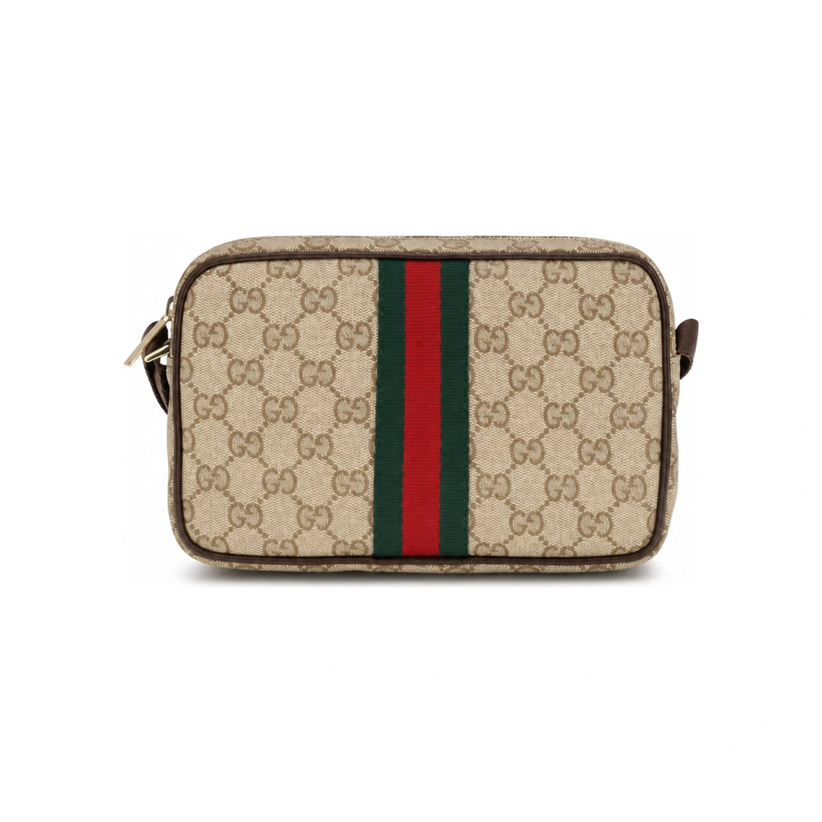GUCCI GG Web Mini Shoulder Bag Beige/Red Canvas Leather Trim