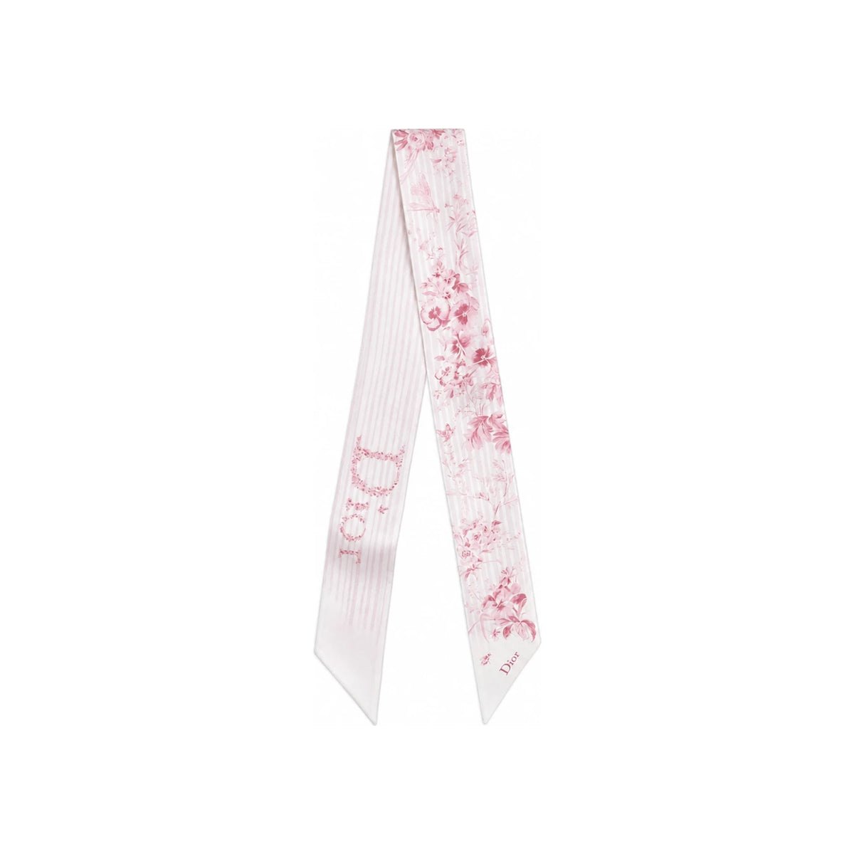 DIOR Toile de Jouy Floral Garden Mitzah Scarf White Pink Silk Twill