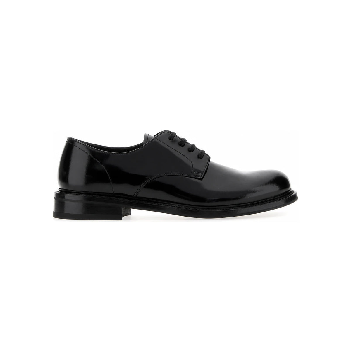 PRADA Black Leather Derby Shoes Men's Dress Shoes