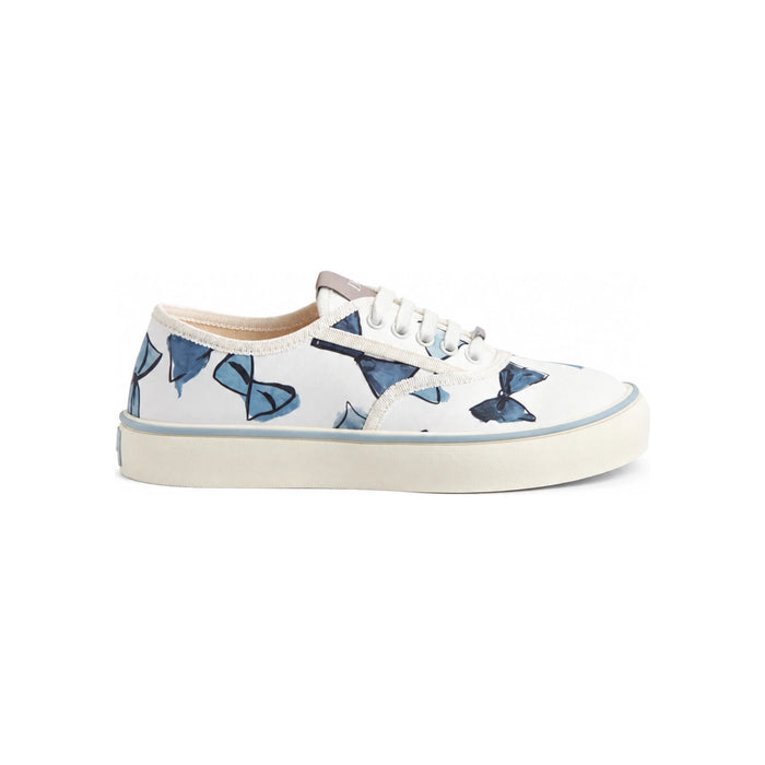 DIOR White Technical Twill Salt Wind Low-Top Sneakers Blue Bow Mo KCK535BAF S60W