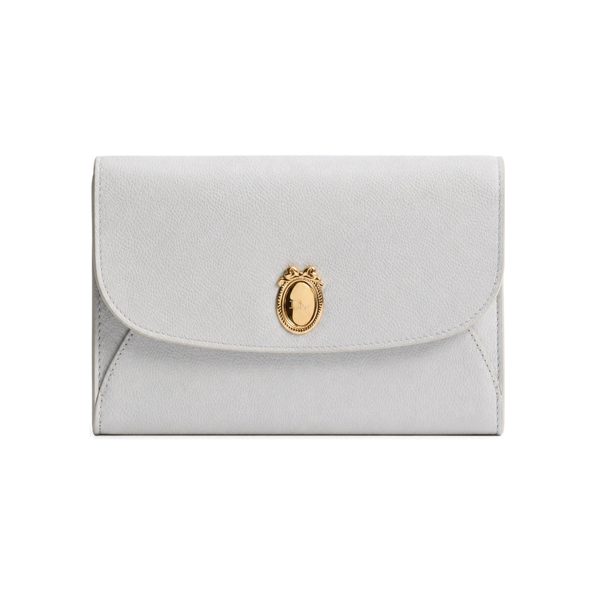 DIOR Medallion Envelope Strap Pouch Grey Khaki Grained Calfskin S S2223QGME M57G