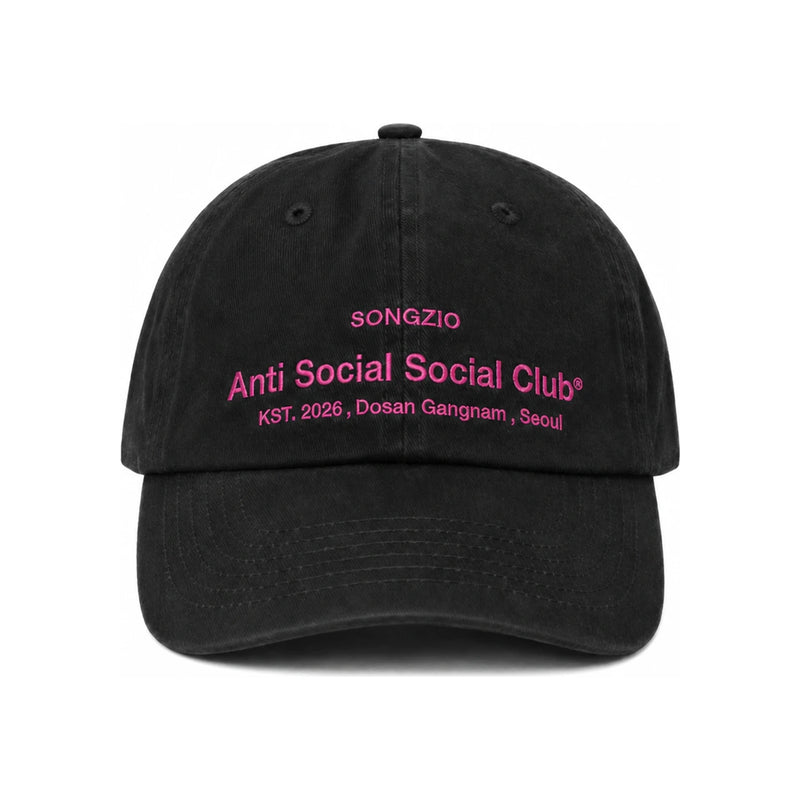 SONGZIO Pink Logo Embroidered Black Baseball Cap MI2CP750BK