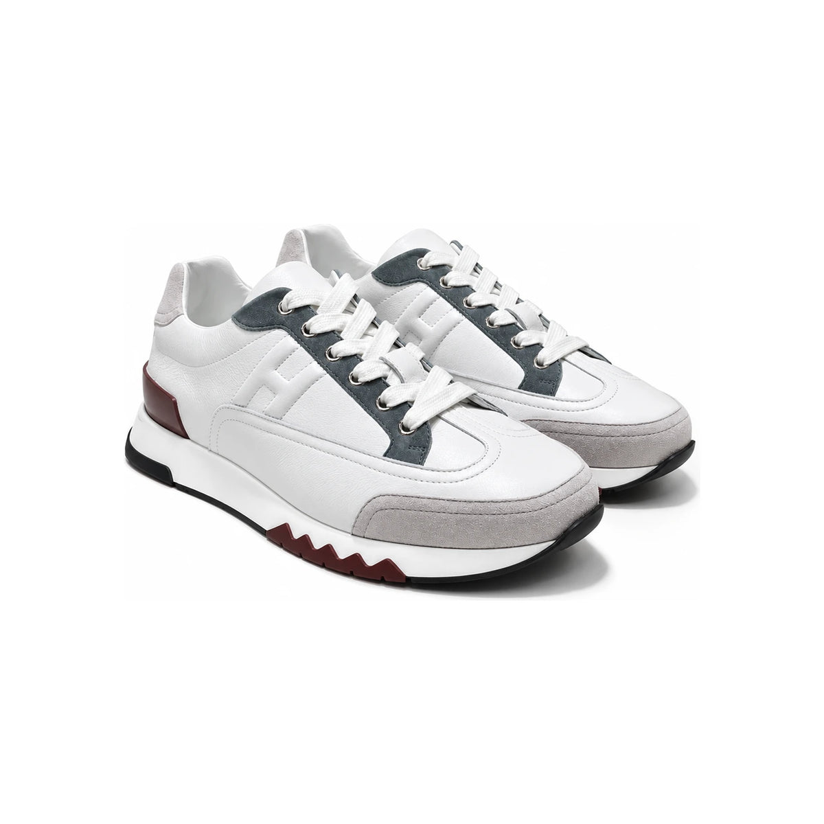 HERMES Trail Sneakers Calfskin White Multi-Color Low-Top Men’s