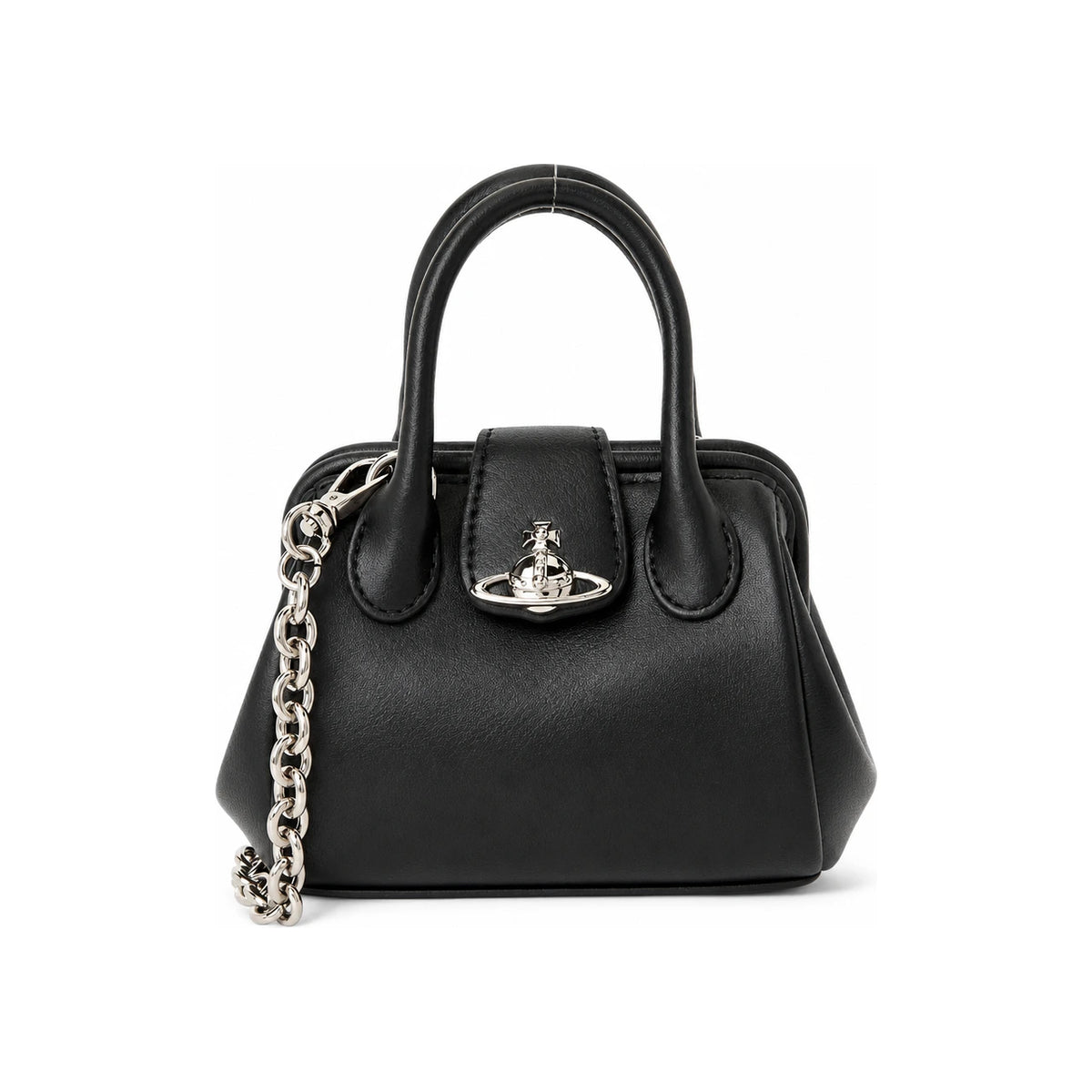 Vivienne Westwood Pamela Mini Chain Tote Bag Black Leather Women