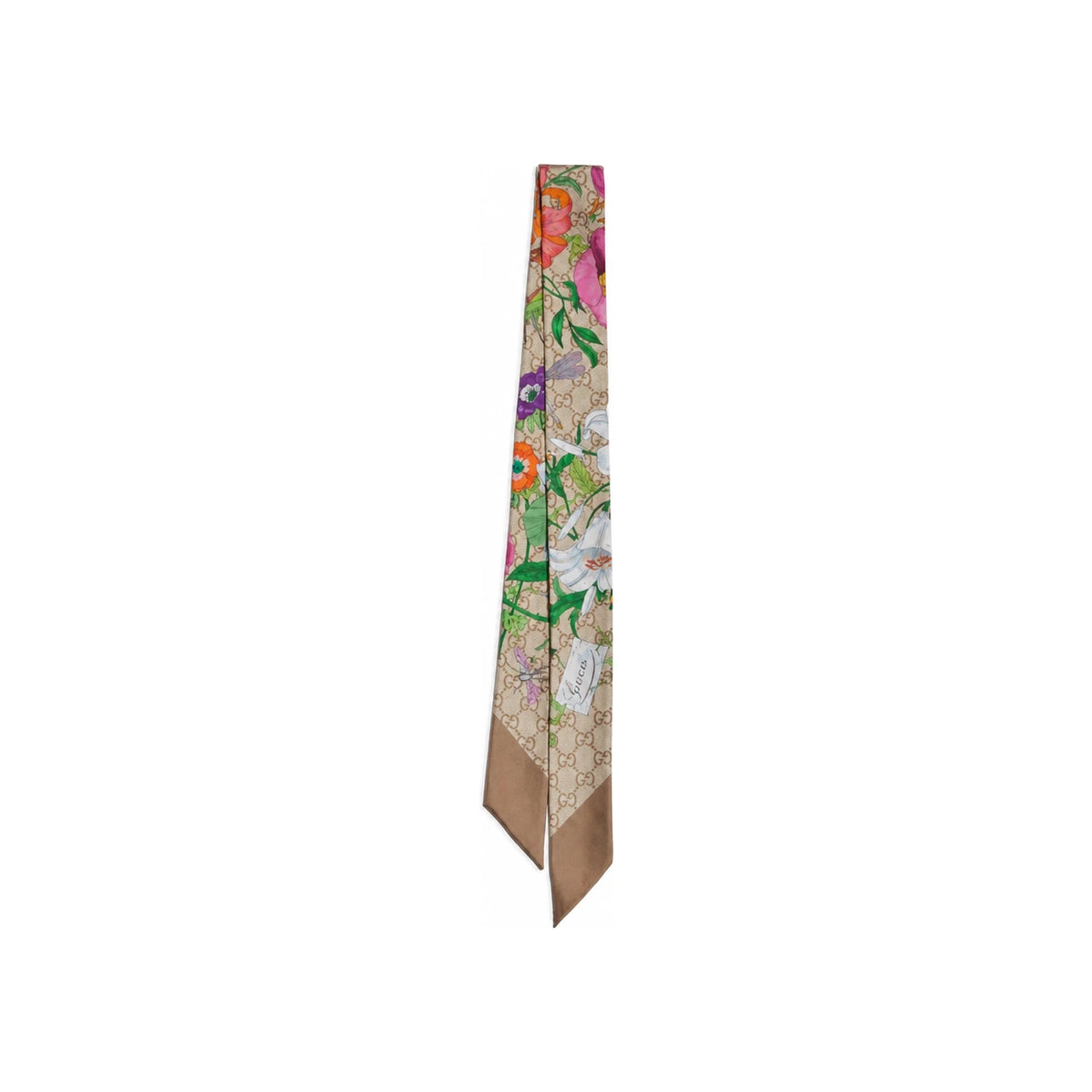 GUCCI Floral GG Print Skinny Silk Scarf for Women
