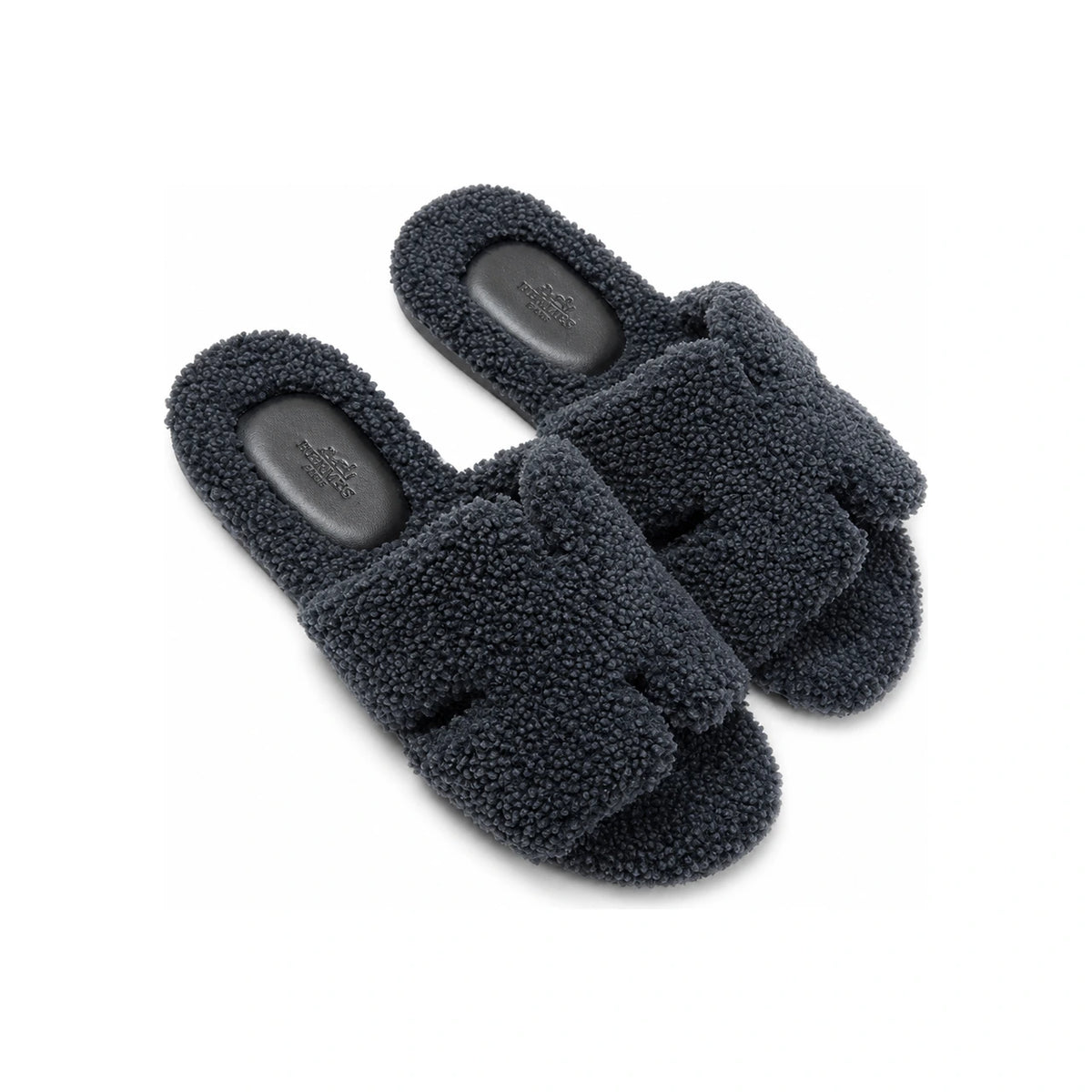 HERMES Izmir Black Epsom Leather Men’s Slide Sandals
