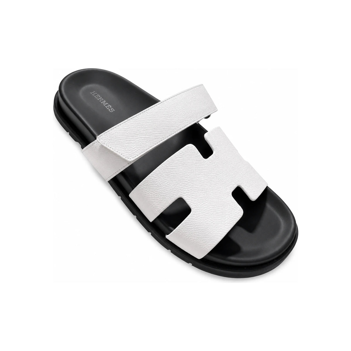 HERMES Chipre Epsom White Leather Men’s Sandals