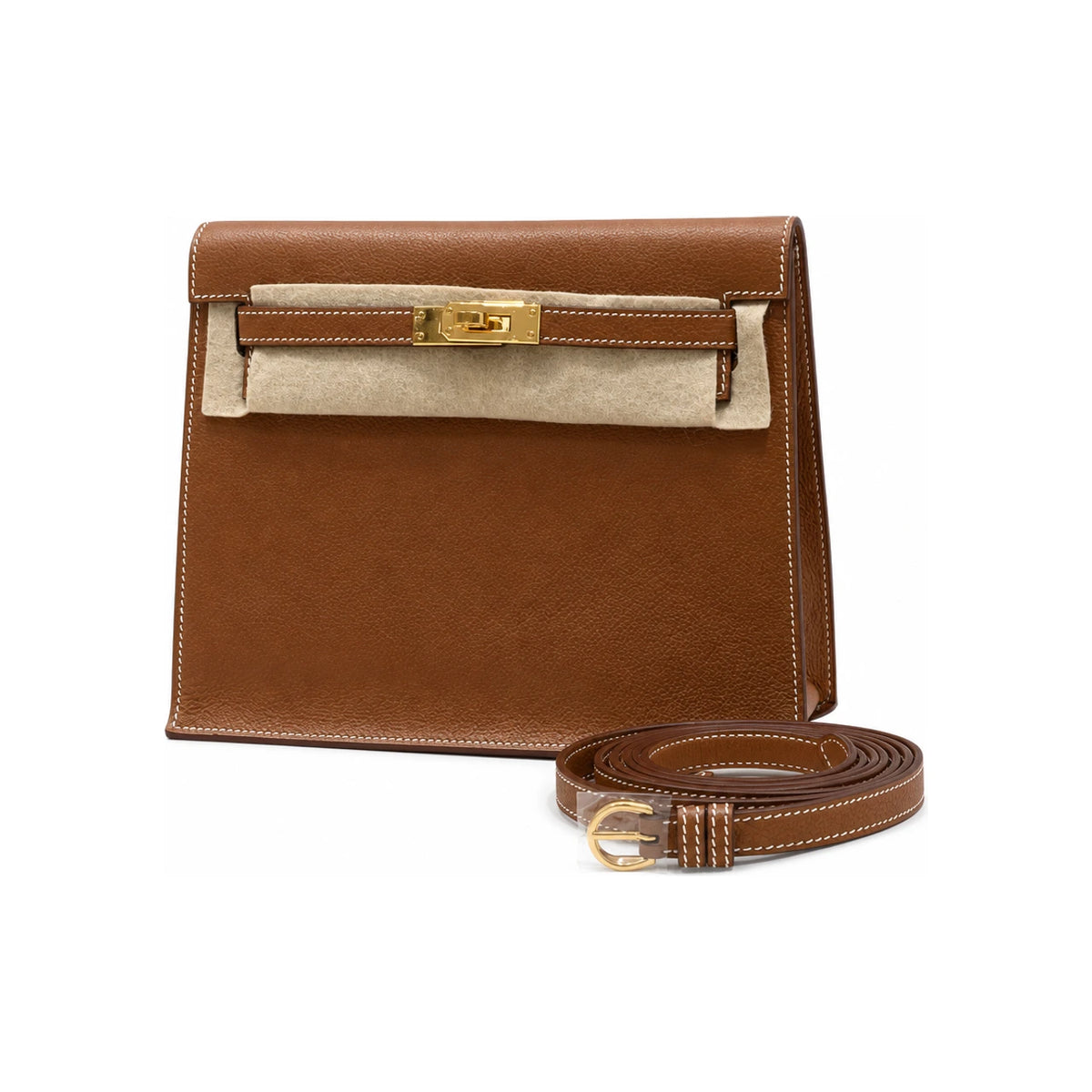 HERMES Kelly Dance Crossbody Bag Gold Color with Gold Hardware