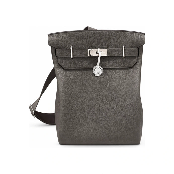 HERMES Herbag GM Backpack Togo Leather Palladium Hardware Etain Gray